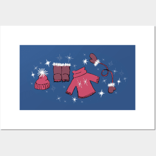 Winter weather snow lover gear cartoon illustration Posters and Art